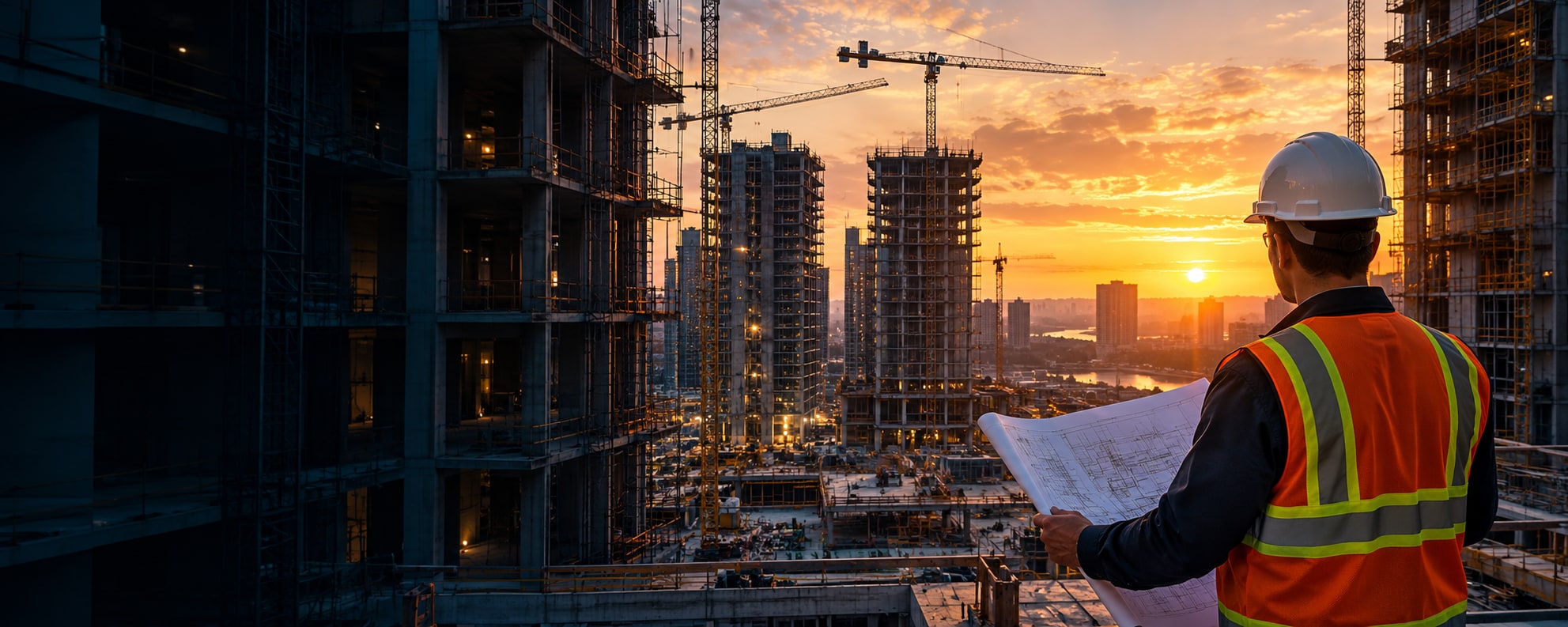Estimating professionals reviewing construction drawings